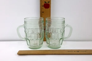 Anchor Hocking 1970s Child Sized Barrel Mug Root Beer Mug Lt Green Glass Lot x 2 - Picture 1 of 3