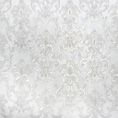 Ivory gold brass gold metallic faux plaster textured Victorian damask Wallpaper - Image 1 of 4