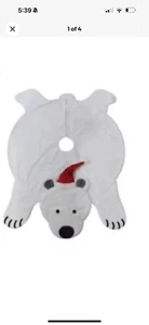 Ashland 63" Polar Bear Santa Hat Tree Skirt Plushie White - Picture 1 of 8