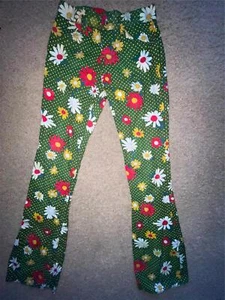 VTG 70s WOMEN GIRLS 26 FENTON WESTERN FLARE LOUD FLOWER PRINT DISCO JEANS PANTS - Picture 1 of 6