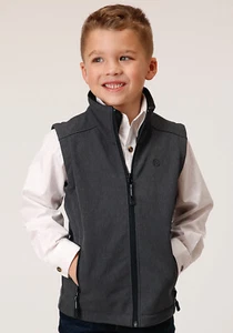 Roper Boys Kids Heather Grey Polyester Softshell Vest - Picture 1 of 4