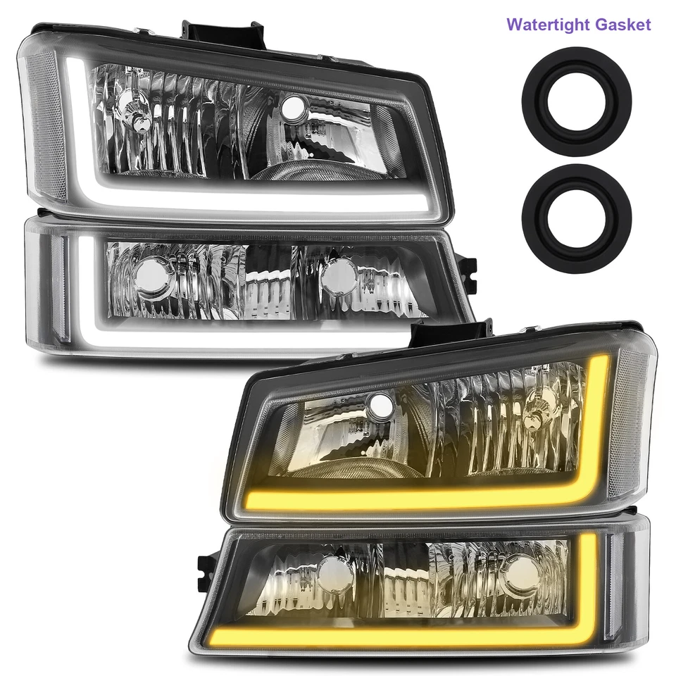 LED DRL Sequential Headlights For 2003-2007 Chevy Silverado Avalanche Left+Right Foto 1 de 4