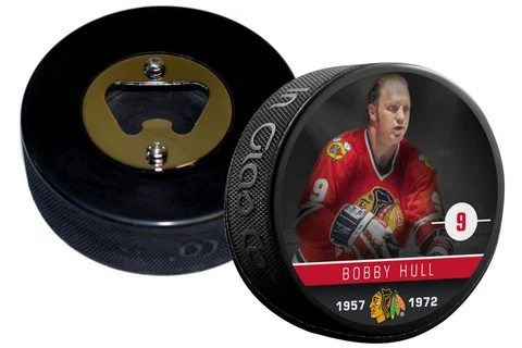 Chicago Blackhawks Bobby Hull Player Series Hockey Puck Bottle Opener Cover