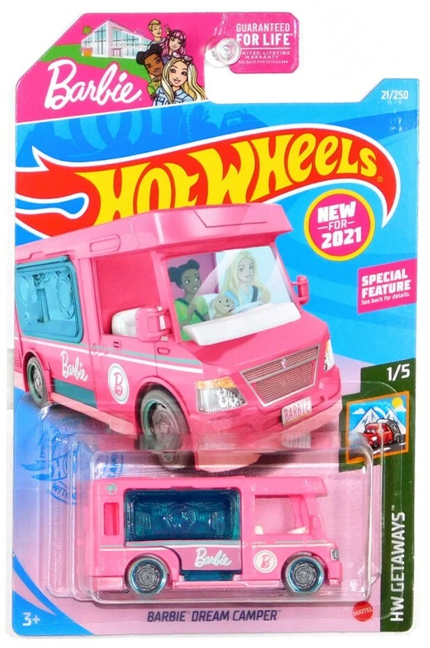 Hot Wheels 2021 Blue Card HW Getaways #021 Barbie Dream Camper Pink Grx39