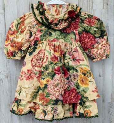 Vintage We Clancy Dress Size 2T Floral Cottagecore Lace Trim Tie Garden Party - Image 1 of 4