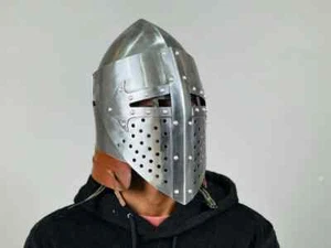 Barbuta Visor Helmet Medieval Knight Bascinet Helmet HMB Combat SCA LARP Costume - Picture 1 of 7