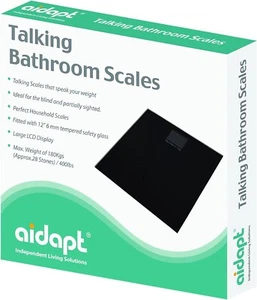 Aidapt VM308 sprechendes Badezimmerwaage Glas - schwarz, für Sehbehinderte/Blind - Bild 1 von 4