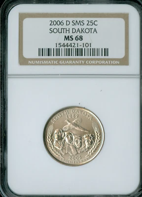 2006 D SOUTH DAKOTA QUARTER NGC MS68 SMS  . - Image 1 of 2
