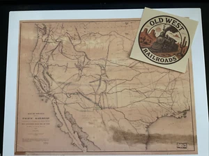 1855 pacific railroad survey Map Union Pacific Santa Fe Southern Pacific (copy) - Picture 1 of 6