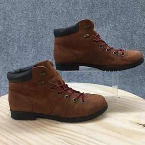 American Eagle Boots Womens 11 Ankle Combat Heels 163488 Brown Fabric Lace Up - Picture 1 of 18