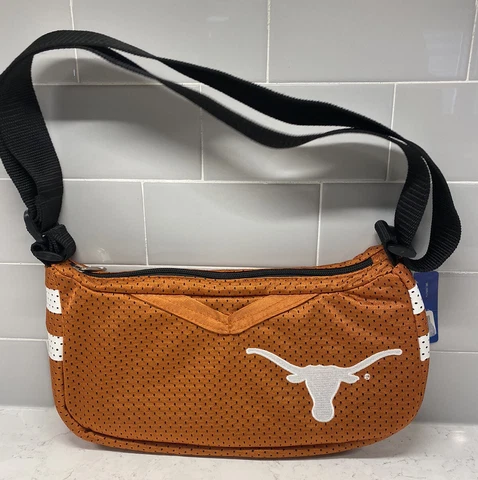 University Of Texas Longhorns Purse Hook 'Em Horns NCAA Burnt Orange Jersey NWT Cover