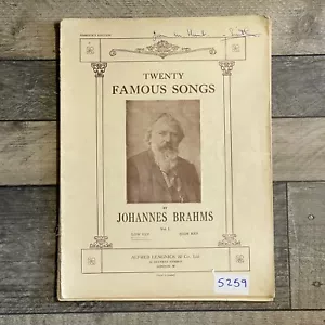 Twenty Famous Songs Johannes Brahms Vol 1 Low Key Sheet Music Piano Voice - Picture 1 of 5