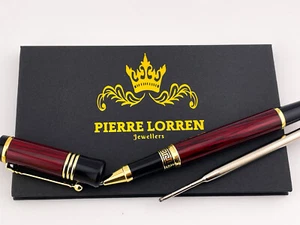 Luxury Pen Ballpoint Pen Silver Metal 18k Gold over blue Ink pen Black refill - Picture 1 of 13