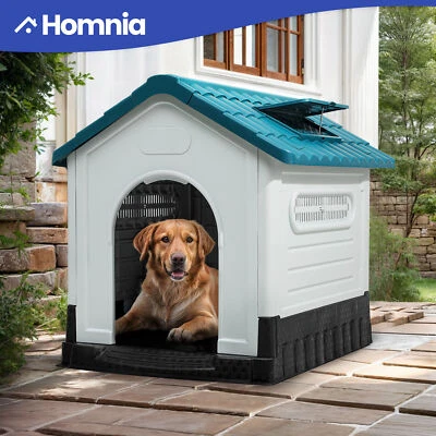 41"x34.6" Portátil Casa para Perros Grande Plástico Base Elevada Tragaluz Impermeable Foto 1 de 4