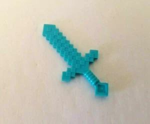 LEGO Minifigure Blue Aqua Minecraft Sword Med Azure Pixelated Battle Weapon - Picture 1 of 1