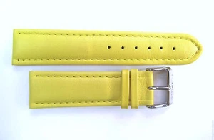 .22MM HIGH GRADE YELLOW LEATHER STRAP & STEEL BUCKLE BY GLYCINE #U - Picture 1 of 3