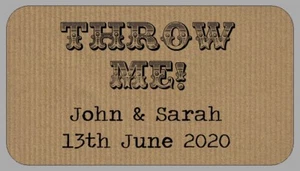 Mini Brown Wedding Throw Me Labels Confetti Petal Bag Stickers for Small Favours - Picture 1 of 1
