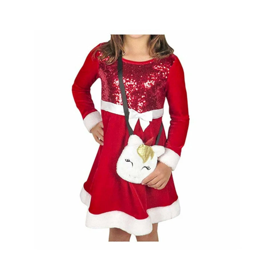 Vestido Rosa y Violeta Rojo Vacaciones Niña Rojo 3T con Monedero Unicornio Foto 1 de 1