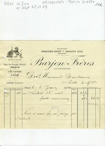 Paris IV ème 55 Rue du Temple & Dépt 42/69- Petite Entête d'une Chapellerie 1922 - Picture 1 of 1