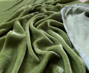 Apple Green Silk Velvet Fabric by the Yard, 1/2 Yard and 1/4 Yard - Picture 1 of 3