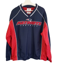 NFL Team Apparel New England Patriots Pullover Windbreaker Men XL Red Blue Pkts - Picture 1 of 5
