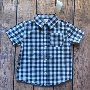 Toddler Boy Size 2T Gymboree Navy & White Checkered Button-Up Collared Shirt - Picture 1 of 1
