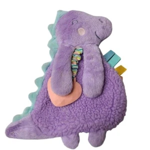 Itzy Ritzy Plush Purple Dinosaur Teething Toy Lovey With Heart Silicone Teether - Picture 1 of 9