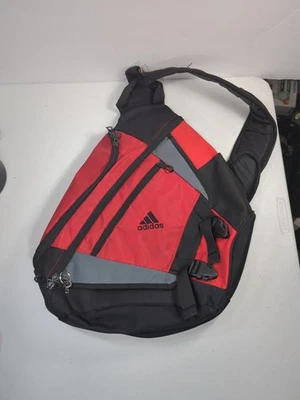 Adidas Sling Backpack Black Red Gray Load Spring Crossbody Shoulder Strap Logo - Image 1 of 4