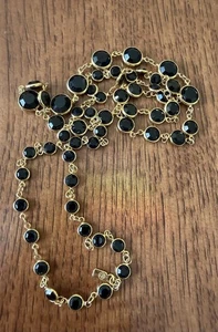Vintage Swarovski Crystal Bezel Faceted Necklace Clear Black 34” - Picture 1 of 2