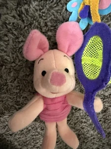 Vintage 1998 Mattel Disney Piglet Plush Mini Stuffed Toy Butterfly Net WTP - Picture 1 of 9