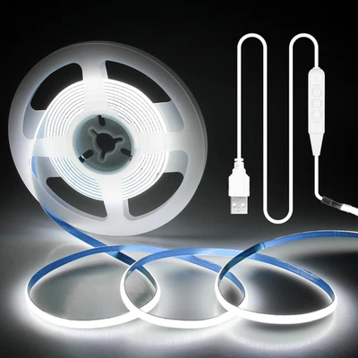 Striscia LED COB USB 3 M, Dimmerabile, 5 Mm, Larghezza 5 V, Luce Bianca Fredda,  - Immagine 1 di 4