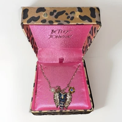 ¡NUEVO EN CAJA! Collar de elefante azul brillante Betsey Johnson Foto 1 de 4