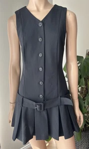 ZARA NWT Womens Belted Box Pleat Dress Black Sz S - Picture 1 of 9