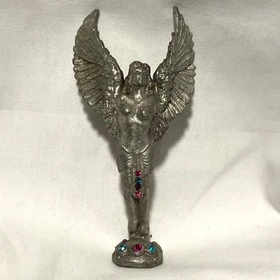 Isis Winged Goddess Fantasy Egyptian Pewter Lead Figurine 3 1/2" Tall - Image 1 of 4