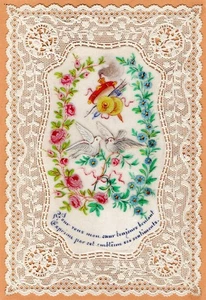 Rare Ephemera 19th Century Paper lace Embossed Valentines Card Depose Painted? - Picture 1 of 3