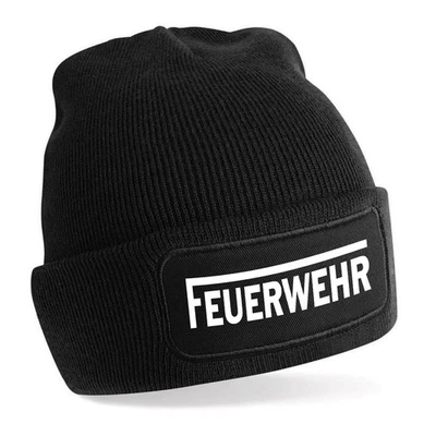 STATEMENT HQ Beanie Mütze mit Spruch Feuerwehr – Strickmütze Geschenkidee Wintermütze