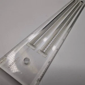 Regla métrica de dibujo Uchida 807-0140 CM MM línea punteada técnica Japón rara F5 - Imagen 1 de 5
