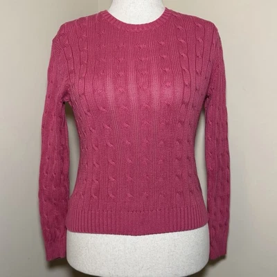 Suéter Brooks Brothers 346 para mujer tejido con cable rosa pequeño 100 % algodón preppy Foto 1 de 4