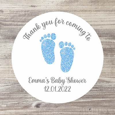 48 X Baby Shower Personalised Stickers, Baby Boy Shower Favours, It's A Boy, Pop • 3.25£