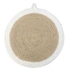 Jute and Cotton Woven Round Coaster 25 cm Natural & Beige by Home Interiors S...