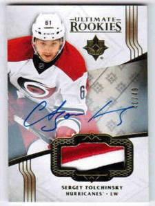 16/17 2016 UD ULTIMATE SERGEY TOLCHINSKY #119 ROOKIES RC PATCH AUTO /49 CAROLINA
