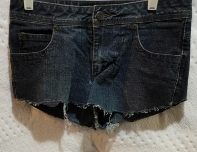 Mudd Dark Wash Size 3 (Measures Like L/8-10) Stretchy Daisy Duke Shorts - As Is - Image 1 of 4