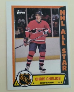 Insertos adhesivos de hockey Topps 1989-90 #1 Chris Chelios MUY BUENOS/EXCELENTE - Imagen 1 de 2