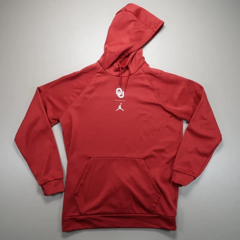 Oklahoma Sooners Hoodie Mens Large Red Nike Air Jordan Pullover Jumpan Hooded Cover