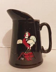 Rooster on Housetop Syrup Vintage Brown Ceramic 5 1/2 Inch Pitcher - Picture 1 of 2