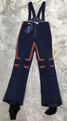 Vintage Obermeyer Ski Bib Women Size 8 SR Flare Leg Overalls Padded Wool Striped Foto 1 de 4