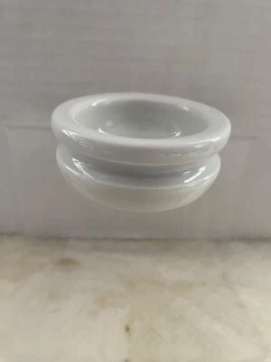 PILLIVUYT France White Porcelain Ridged Butter Pat Individual Butter Dish Salt - Image 1 of 4