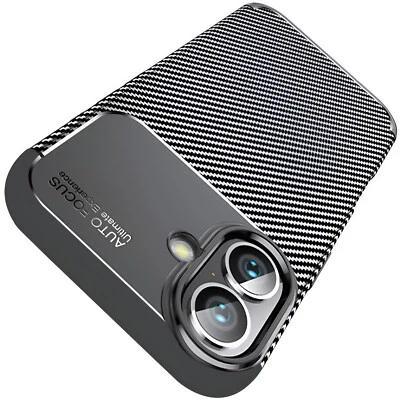 AVANA Funda protectora de silicona TPU Slim Case Bumper negra óptica carbono para iPhone 17