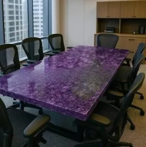 72"x36" Purple Amethyst Stone Dining Table Crystal Healing Gemstone Home Decors - Picture 1 of 6