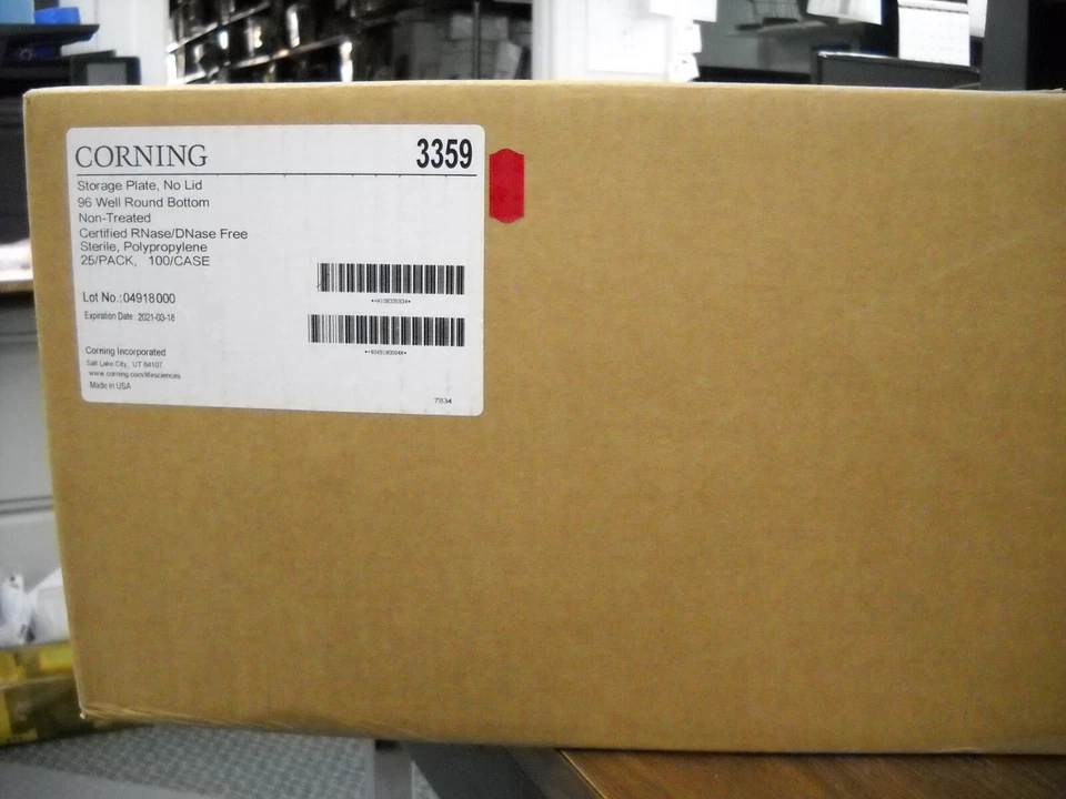 Corning 3359 Polypropylene Round Bottom 96 Well Clear Microplate Without Lid N